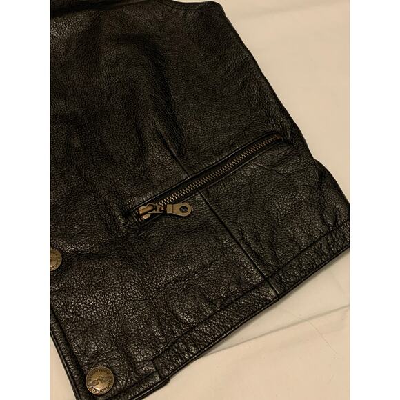 Vintage Structure genuine leather biker motorcycle vest black sz L - Picture 6 of 8